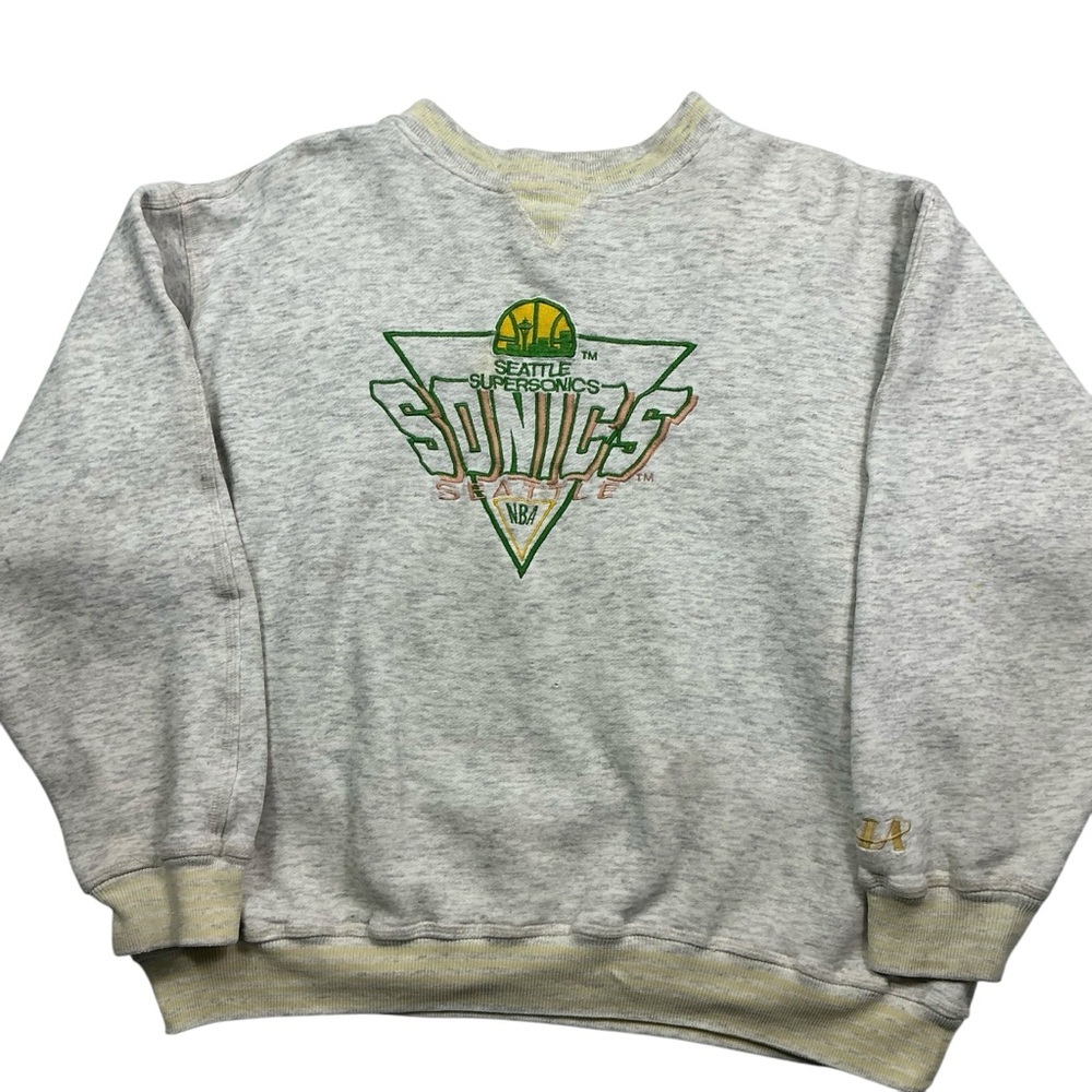 Vintage Seattle Sonics NBA 90s logo athletic crewneck sweatshirt XL